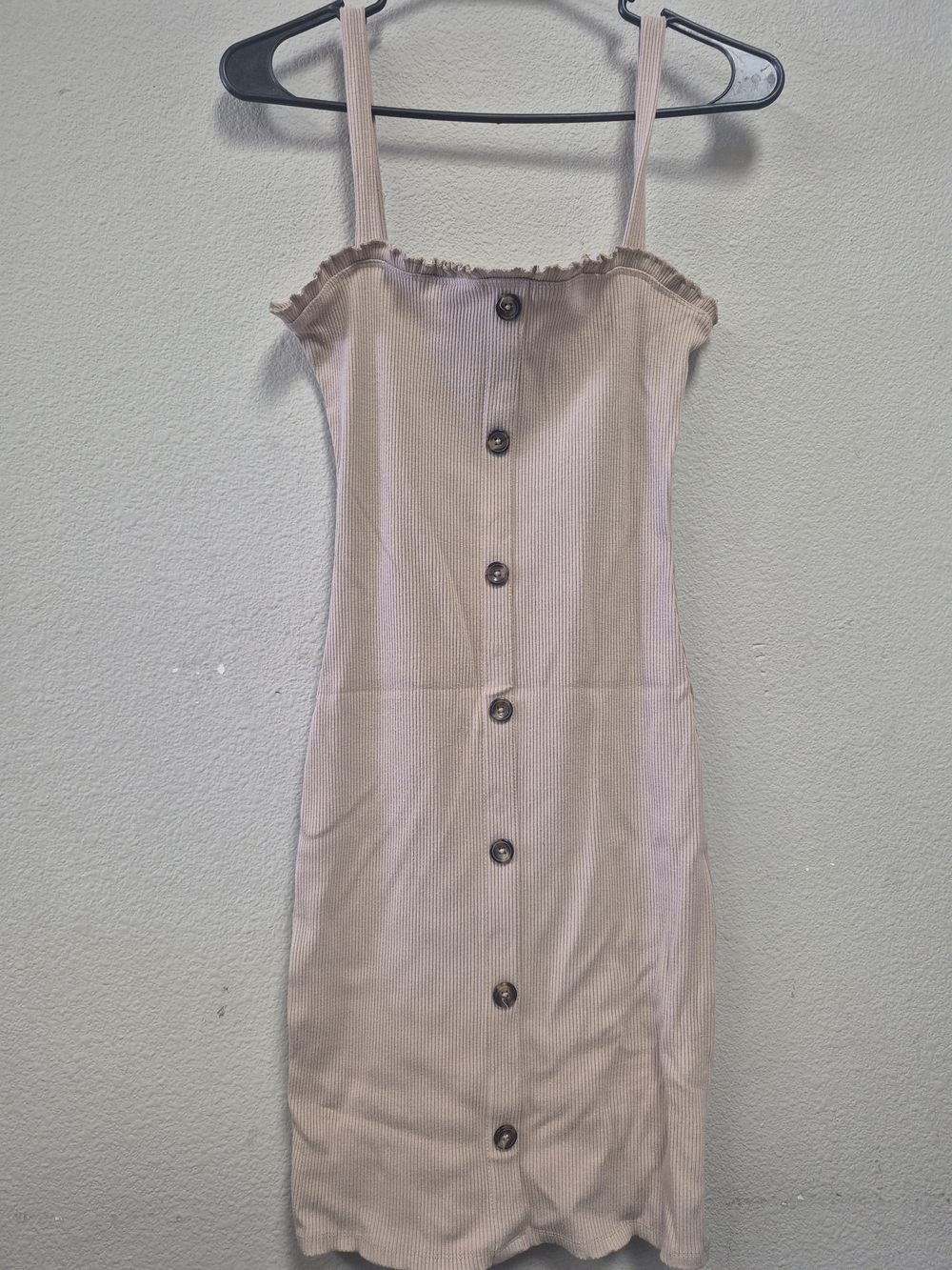 Mind Code Blush Pink Ribbed Button-Down Midi Dress